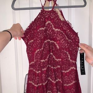 Burgundy Lace Mini Dress